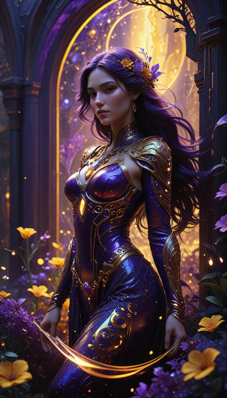 Luminescent Being in a Dark Fantasy Art Nouveau Style