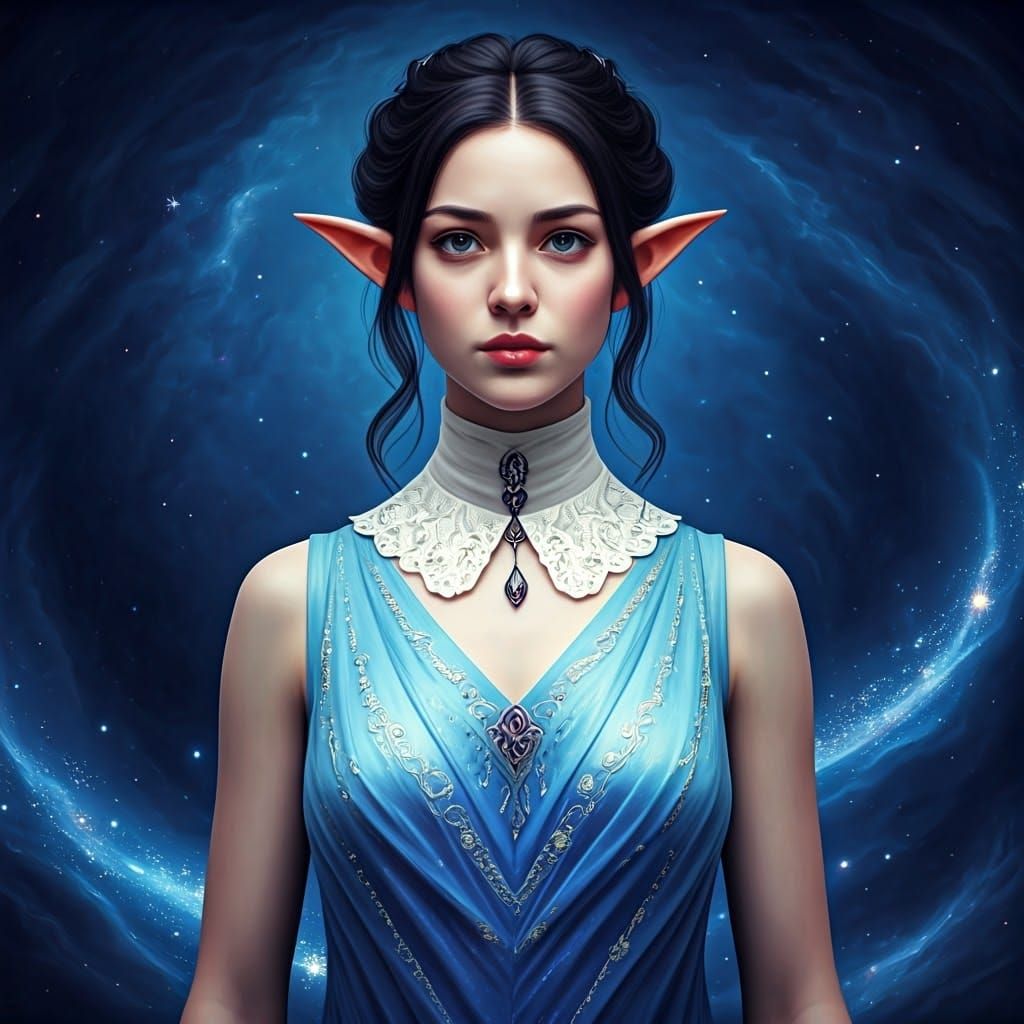 Ethereal Elven Woman in Dreamlike Setting