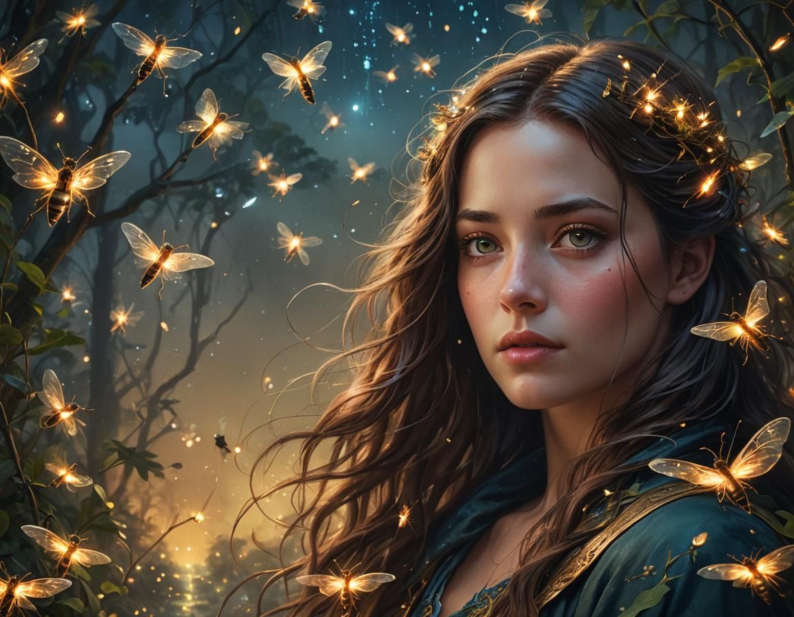 Magical Fireflies in Whimsical Fairytale Setting