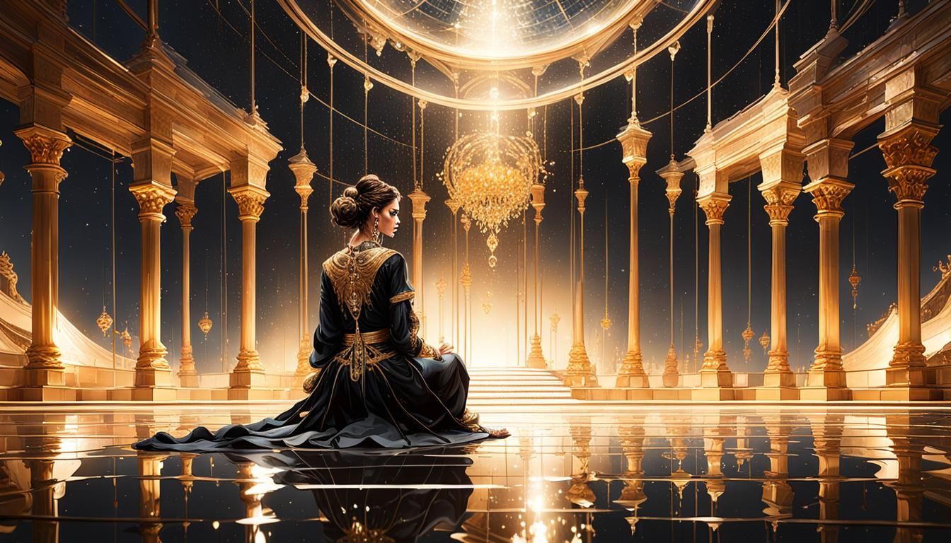 Dancer Reflected on Endless Glass Floor