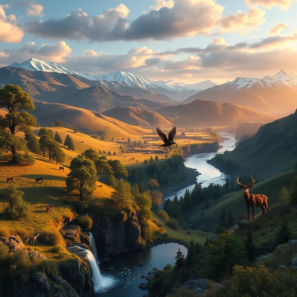 Epic Mountain Landscape at Evening Light