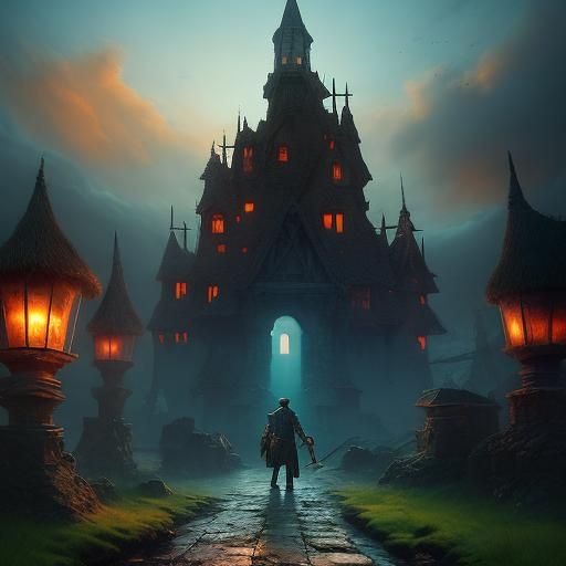 Gnome Artificer at Neolithic Village in Folk-Horror Style