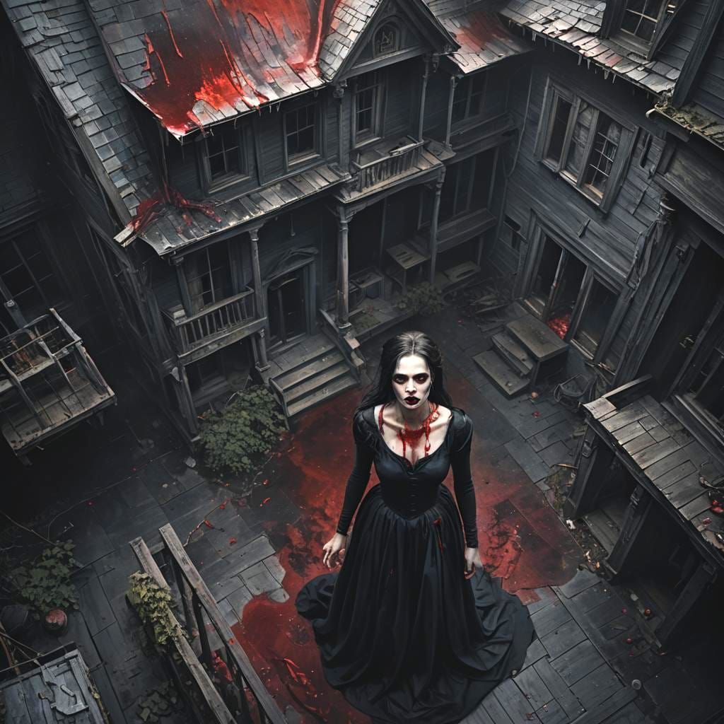 Horror Ghost House in Blood and Darkness