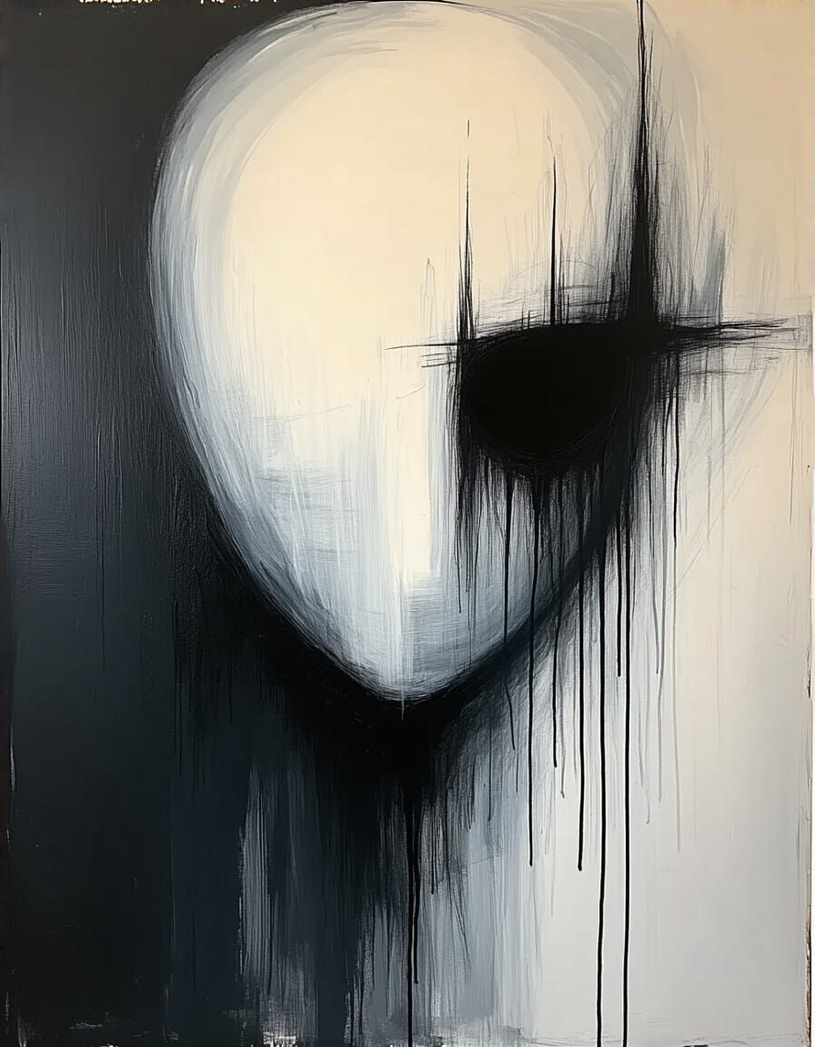 Abstract Painting: Innocence Touched by Darkness