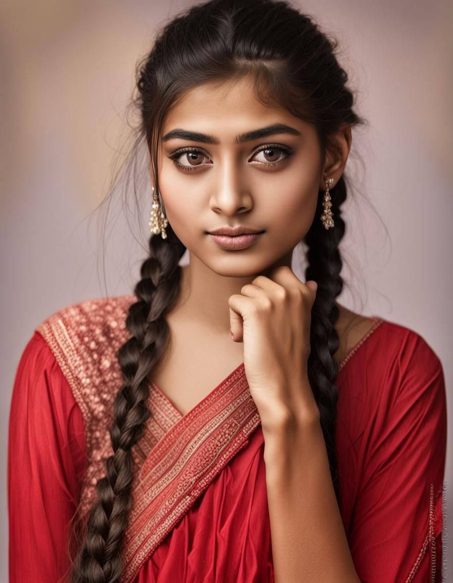 Beautiful Indian Girl Portrait in Hyperdetailed Style