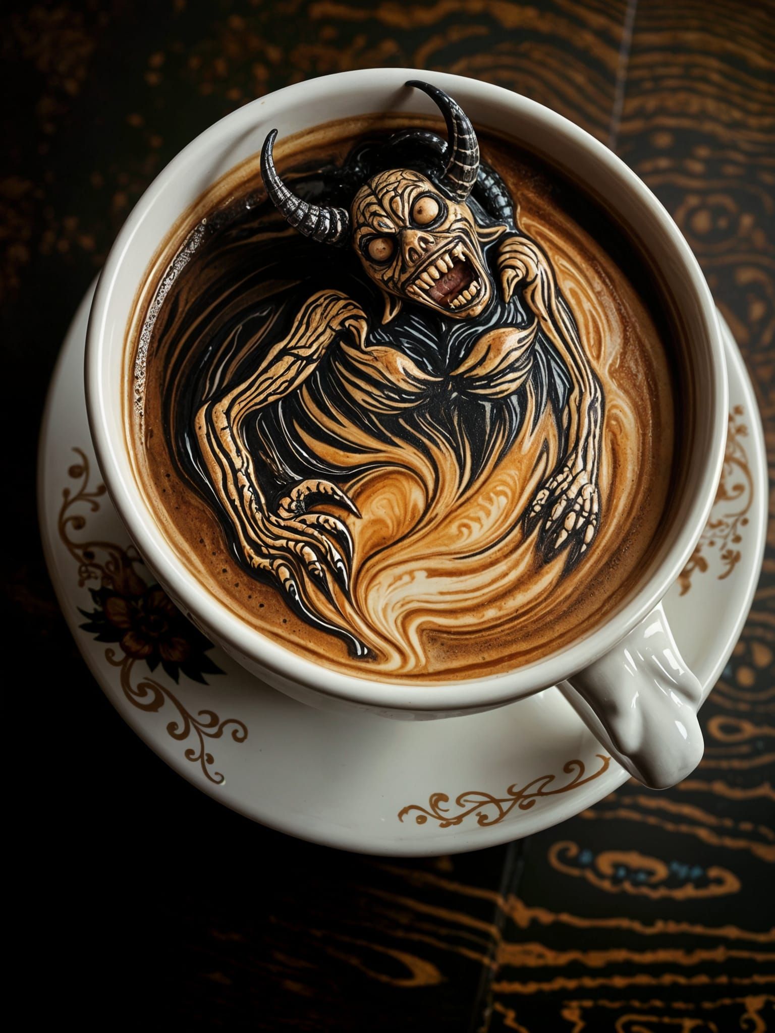 Scary Monster Latte Art Masterpiece Photo