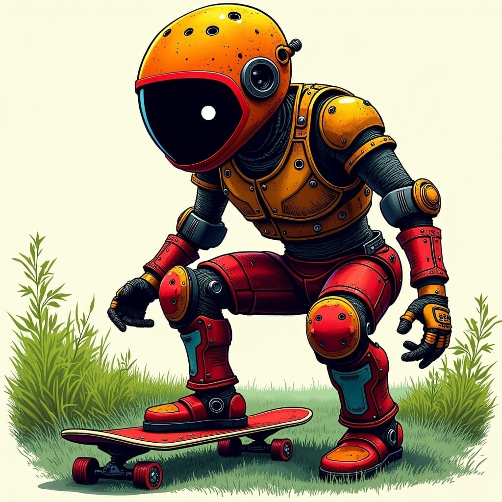 Killer Robot Skateboarder Portrait
