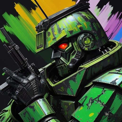 Vibrant, Abstract Toy Soldier in Triadic Colors