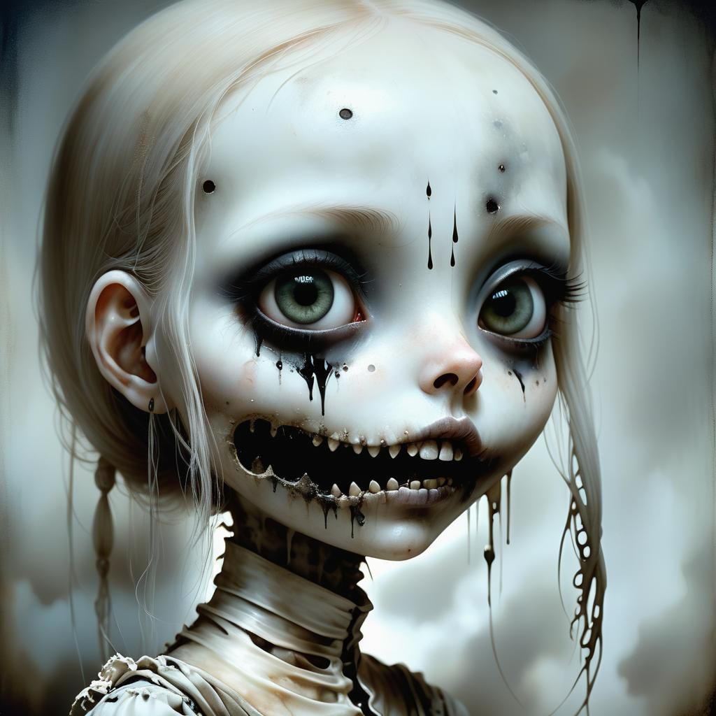 Haunting Portrait of Girl with Chibi Eyes