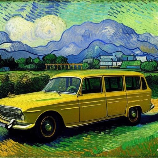 Car as Impasto Painting with Swirling Colors