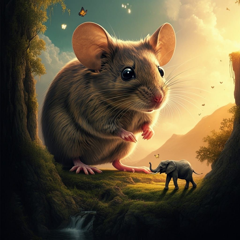 Fantastical Realm of Giant Mice and Miniature Elephants