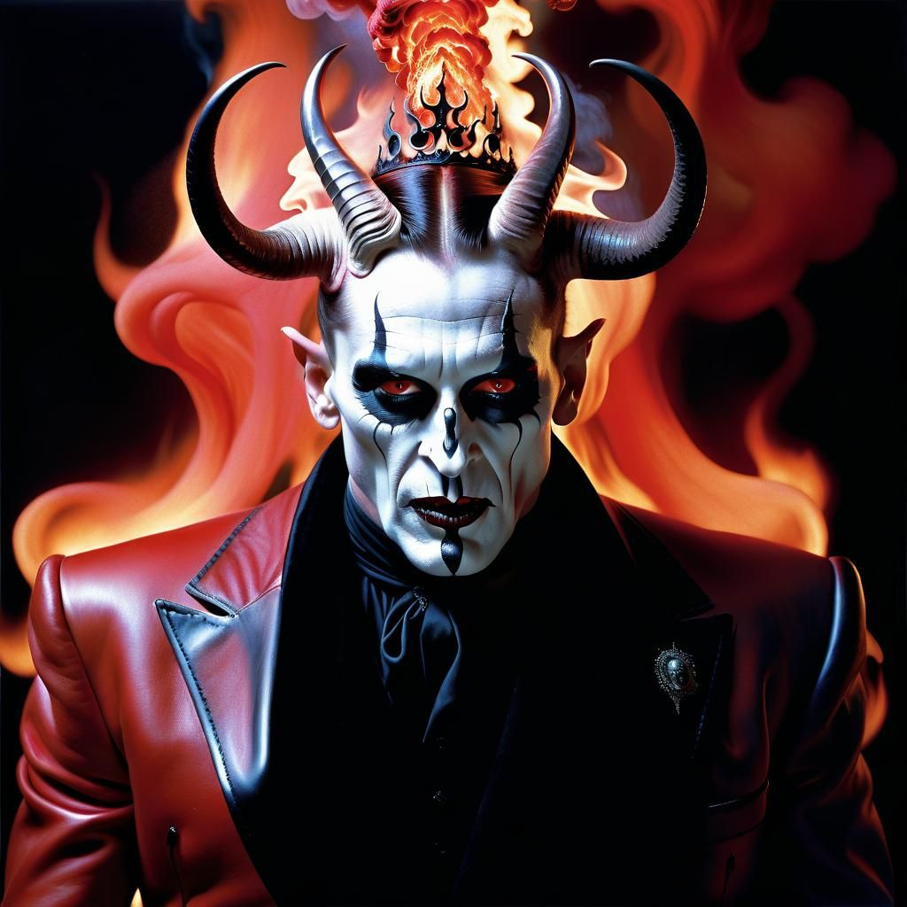 High Fashion Demon in Hellscape as Surreal Horror Art