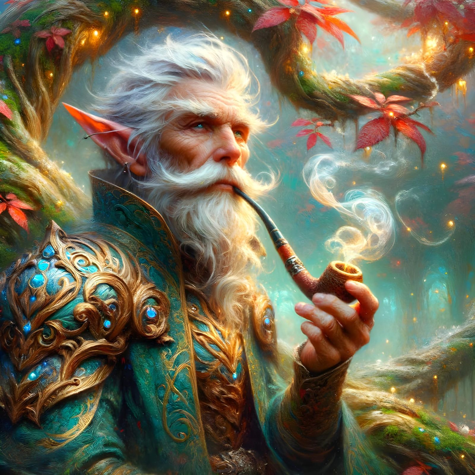 Ethereal Elf in Ornate Turquoise Armor, Basking in Twilight ...