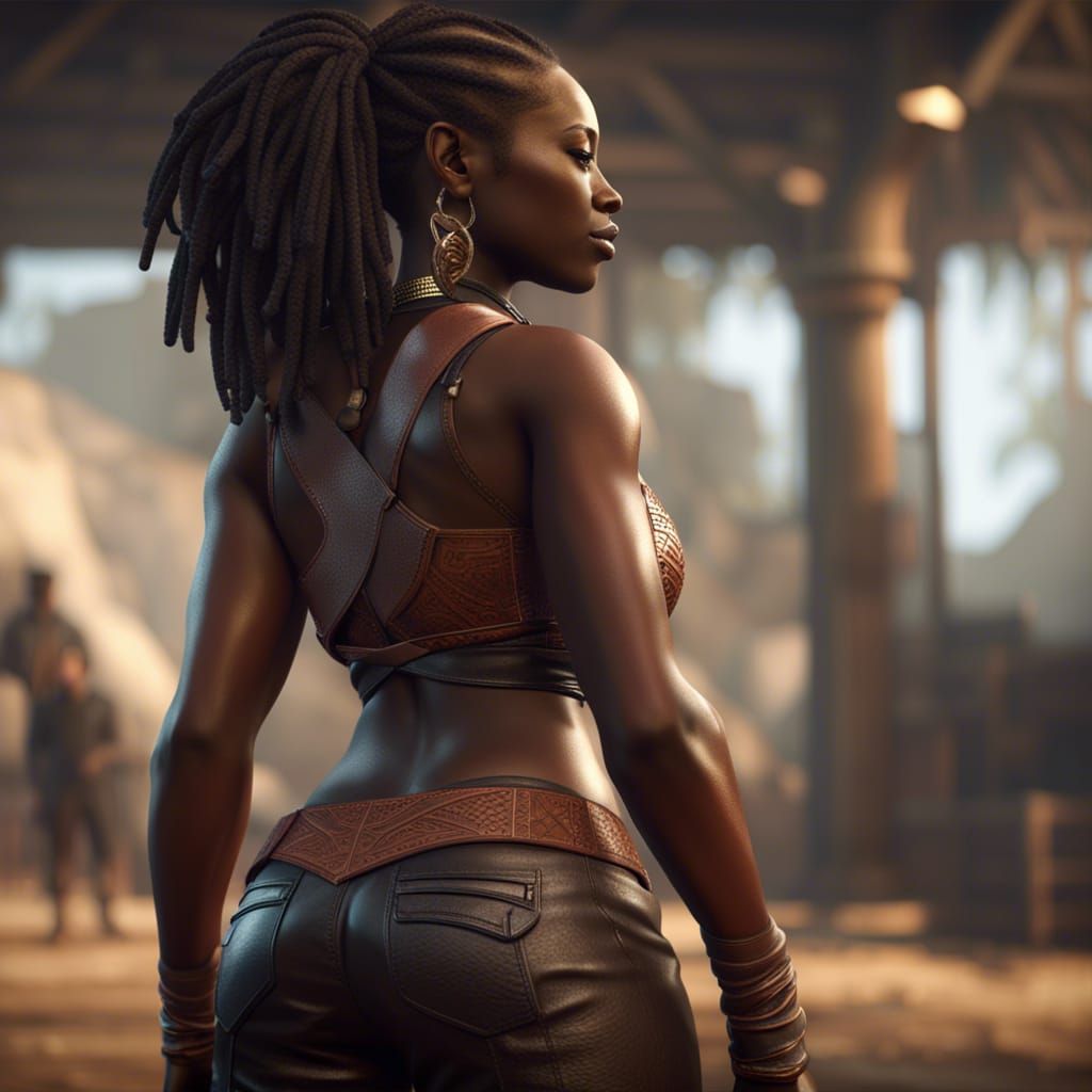African Woman in Leather: 3D Game Cinematic