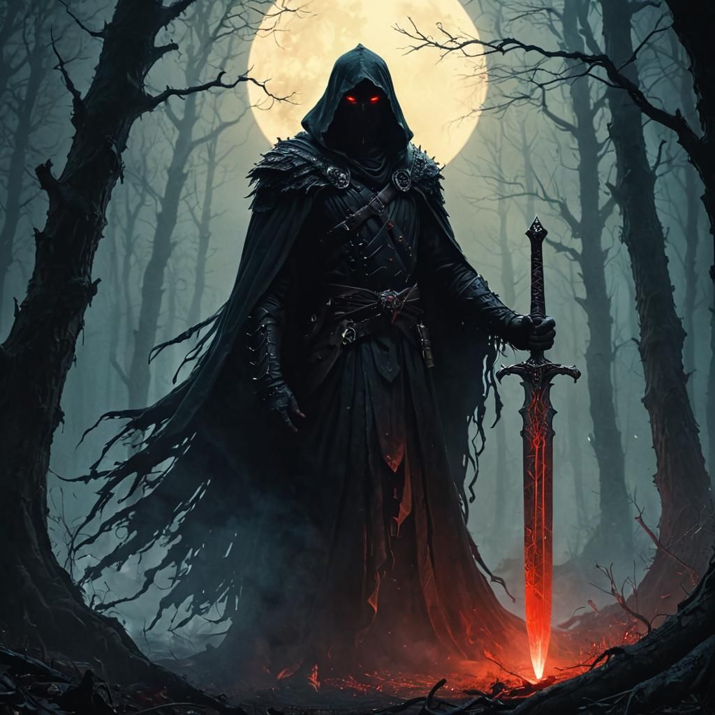 Shadow Creature in Moonlit Forest: Dark Fantasy Art