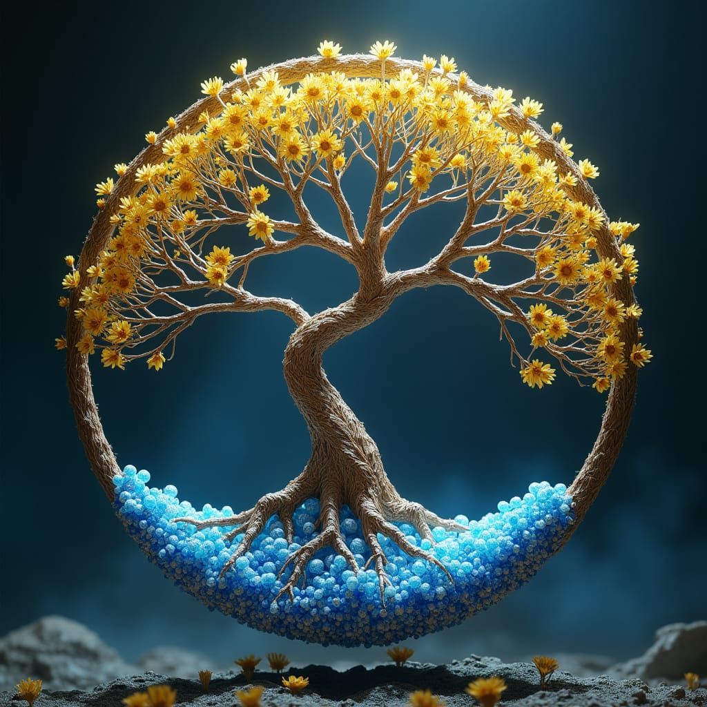 Wire Tree of Life with Beads in Digital Matte Painting