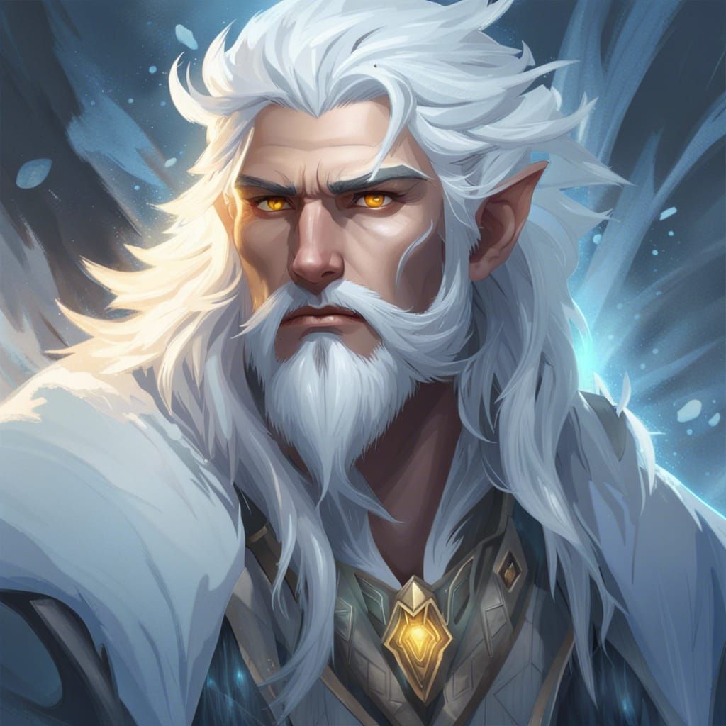 Frost Druid Portrait with Storm Magic, Detailed Fantasy Art