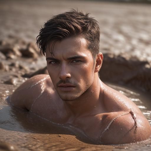 Man in Rubber Sinking in Quicksand: Professional Photography
