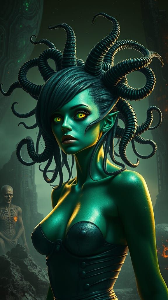 Eldritch Portrait in Biomechanical Hellscape