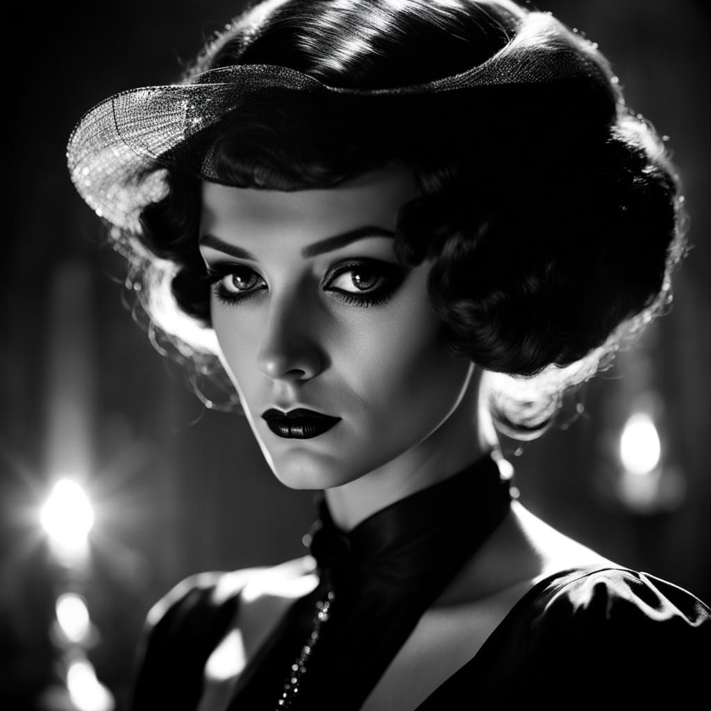 Vampire in 1920s Film Noir Style