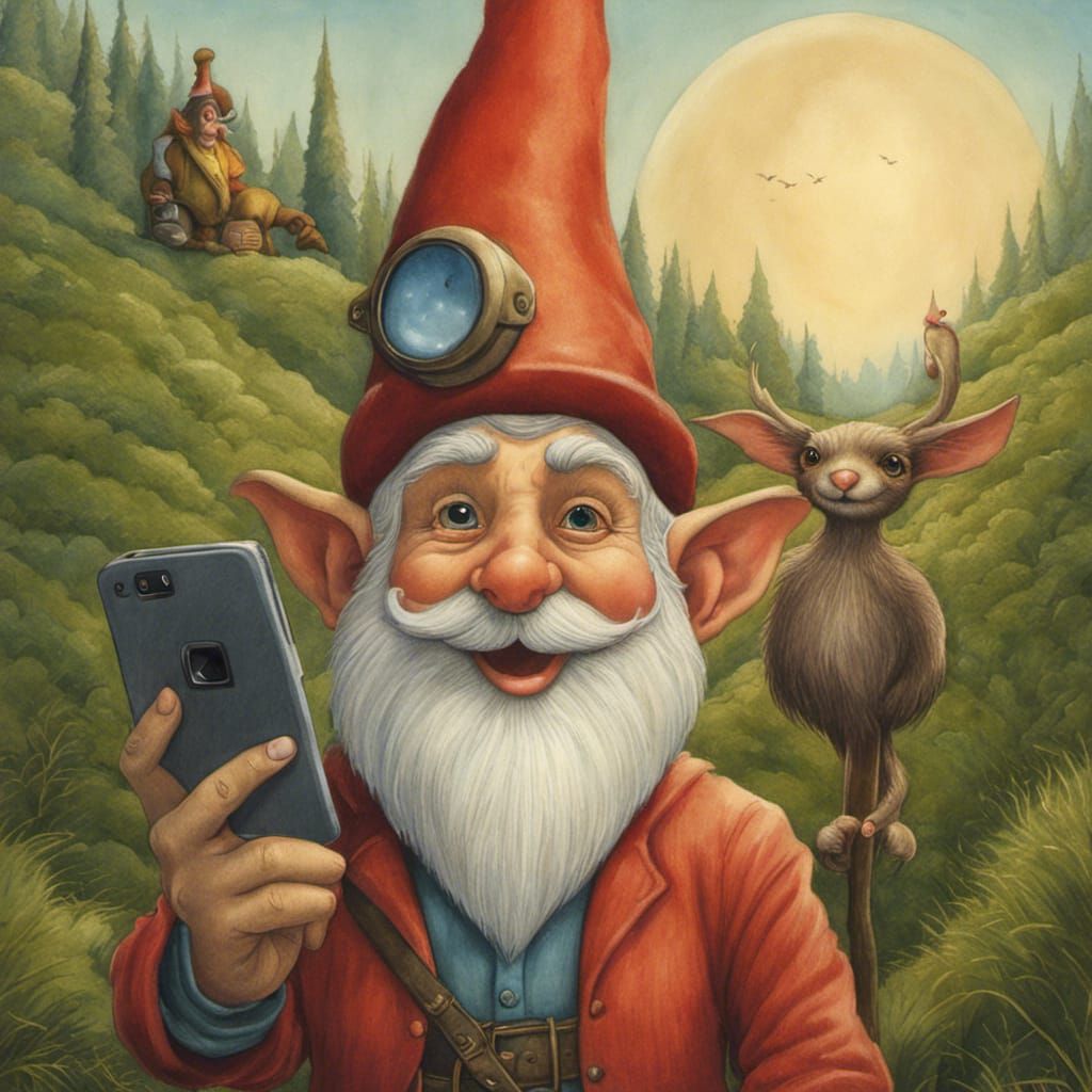 Gnome and Fae Selfie in Kuczynski Style