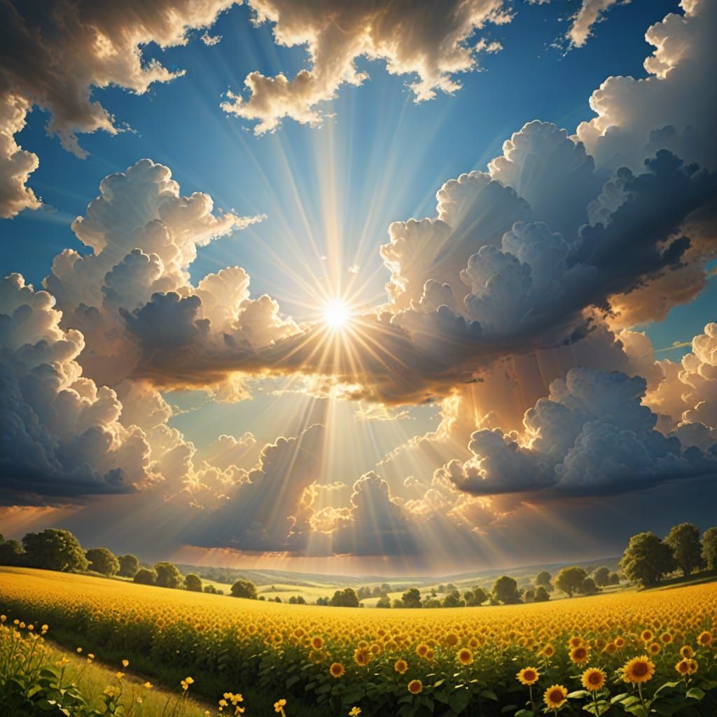 Surreal Divine Light in a Fantasy Landscape