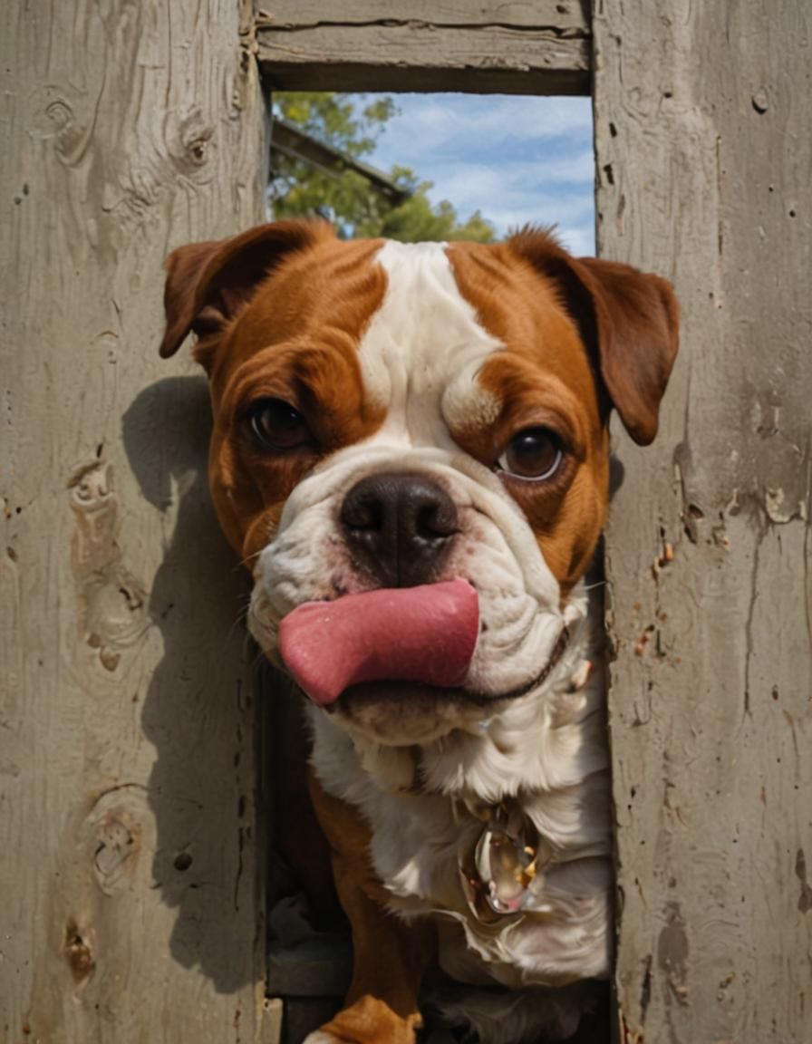 Playful Dog Portrait in Colorful Whimsical Style