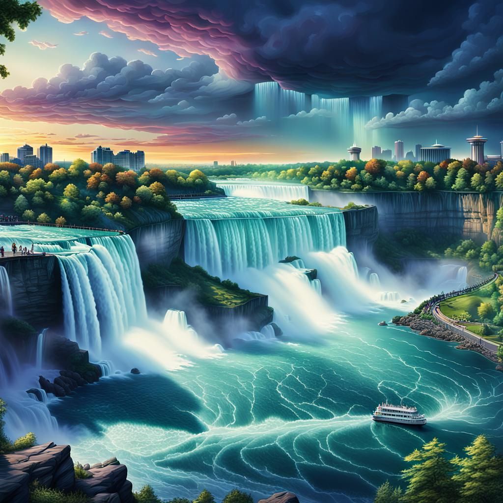 Twilight at Niagara Falls: A Digital Masterpiece