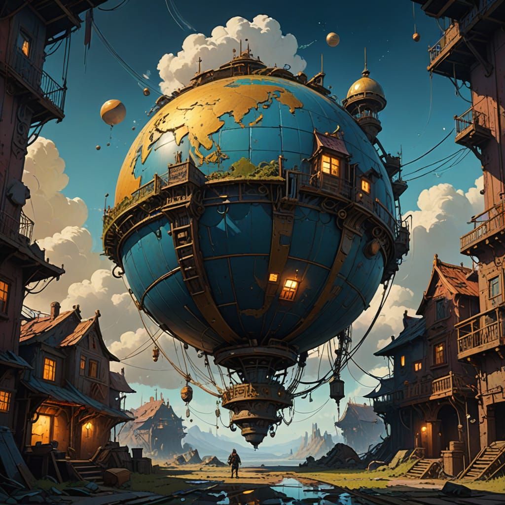 Majestic Golden-Hour Globe in Dreamlike Void
