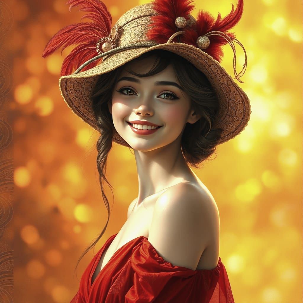 Elegant Autumn Goddess in Golden Light