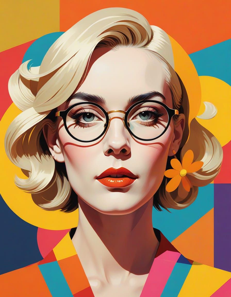 Vibrant Pop Art Portrait in Triadic Colors