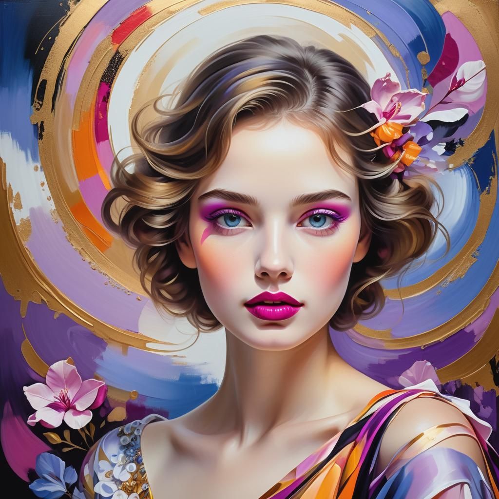 Beautiful Woman with Rosy Cheeks in Dreamlike Style