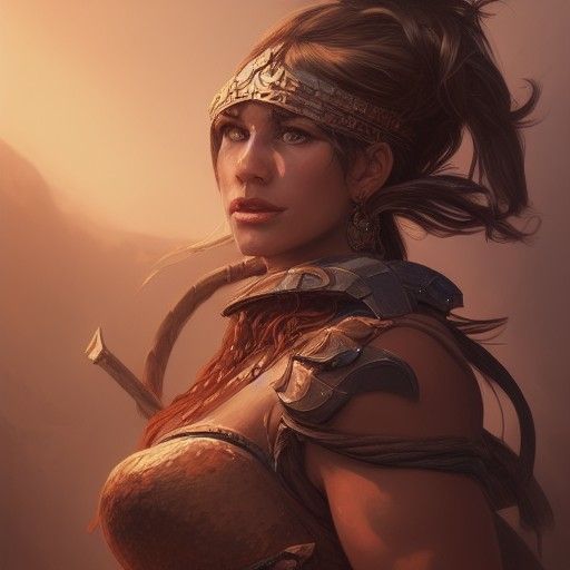 Detailed Portrait of a Hyperrealistic Barbarian Woman