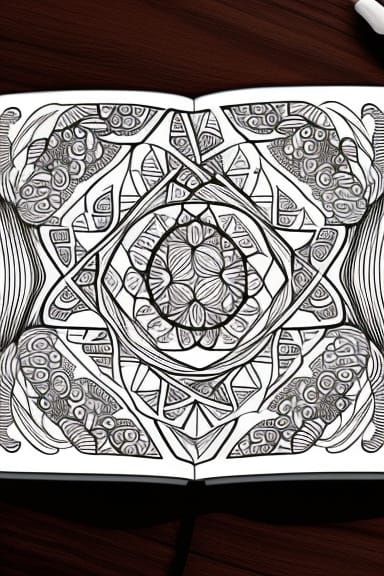 Intricate Black and White Coloring Book Page
