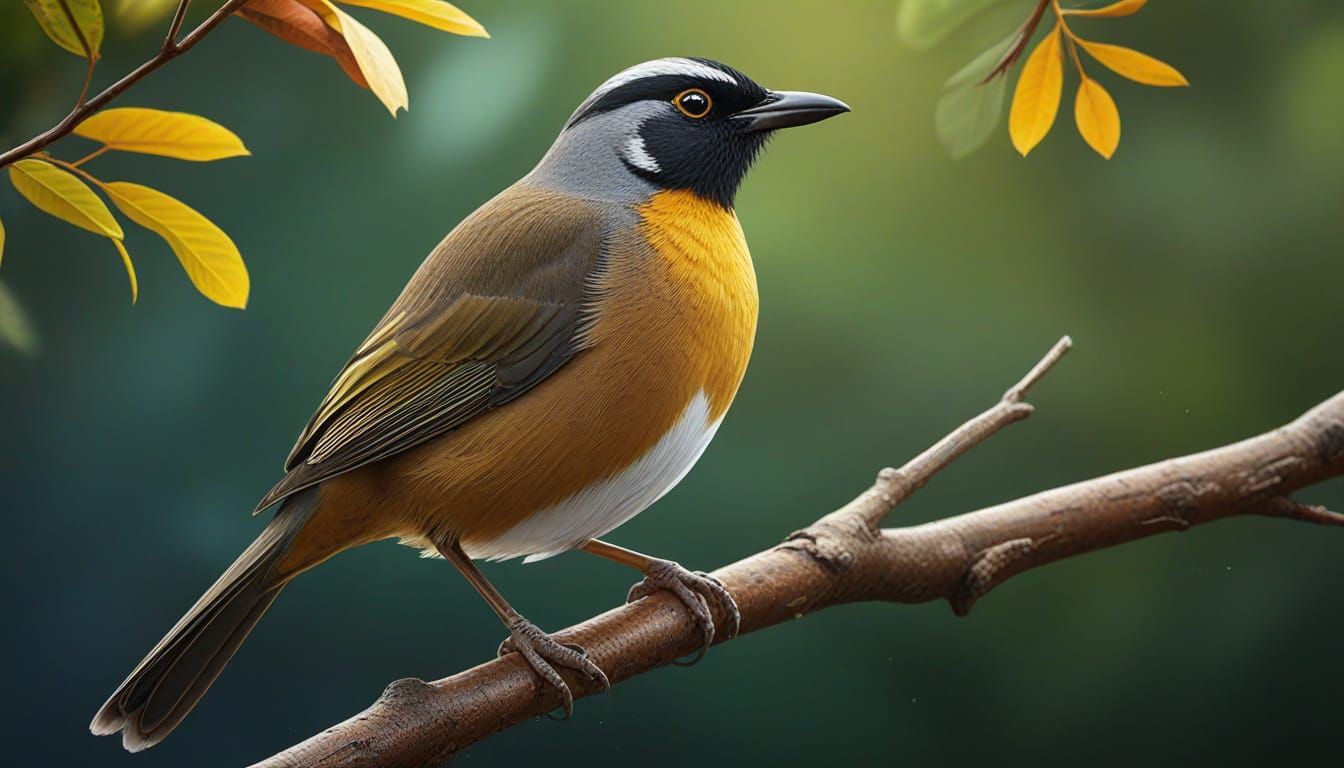 Yellow-throated Laughingthrush in Dramatic Splash Art Style
