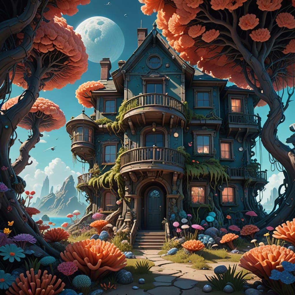 Coral Reef Palace in Vibrant, Dreamlike Atmosphere