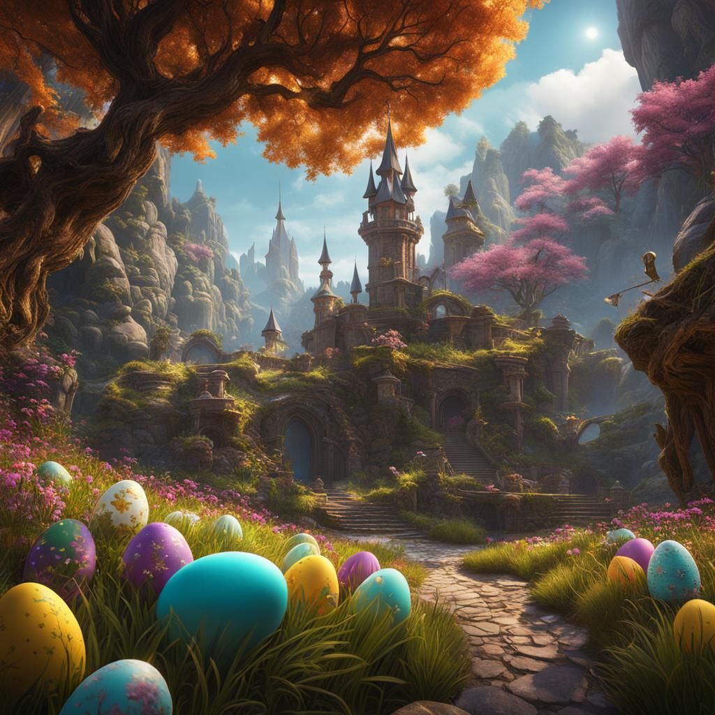 Fantastical Easter Extravaganza in Detailed Matte Painting