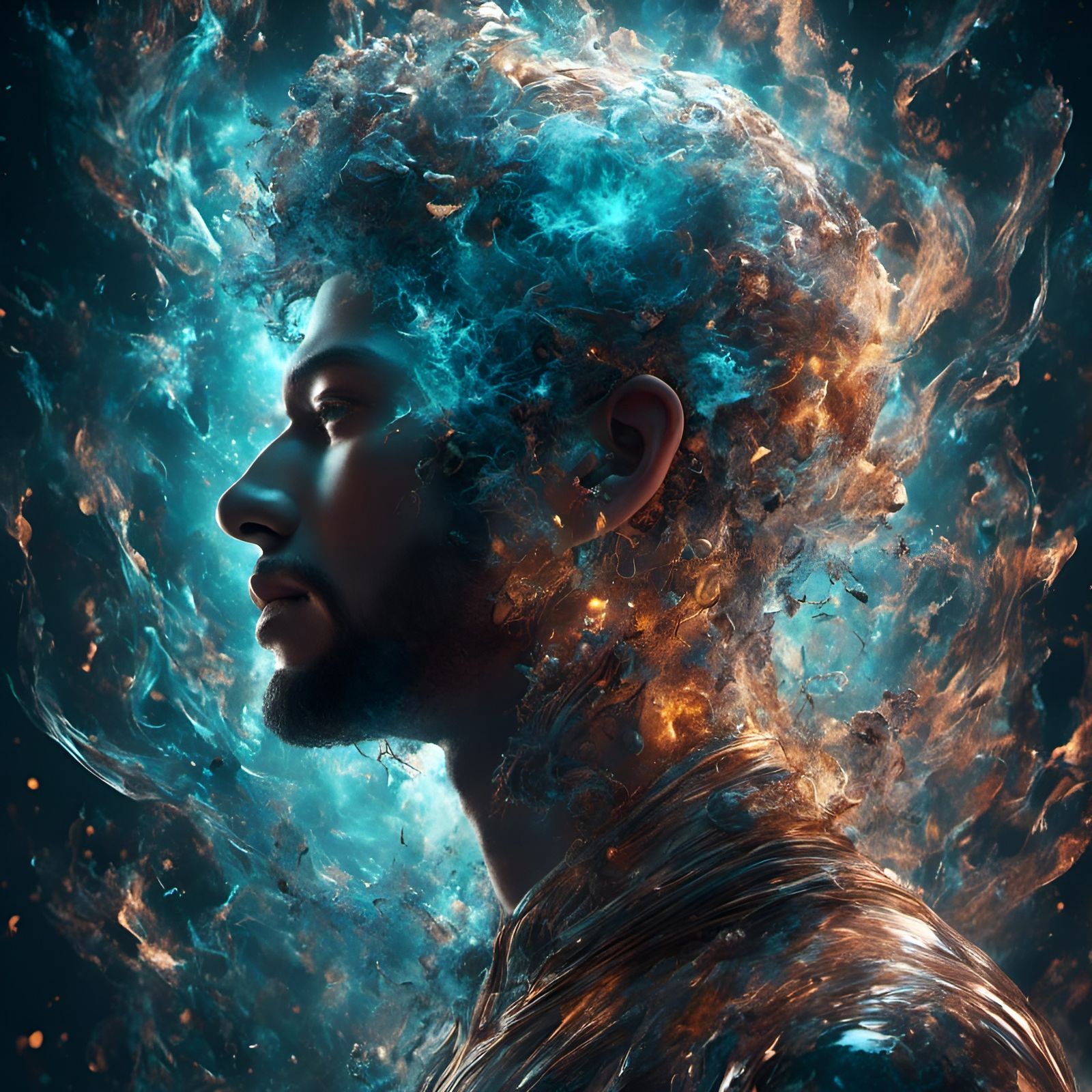 Glass Humanoid Head with Magical Spells