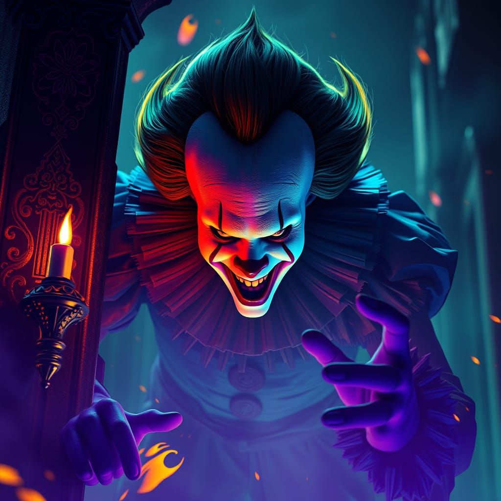 Menacing Pennywise Emerges in Dark Fantasy Style