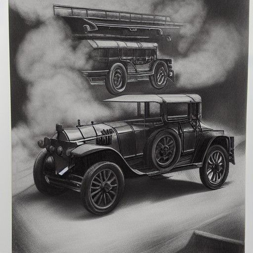 1920s Armored Car Battle in Charcoal