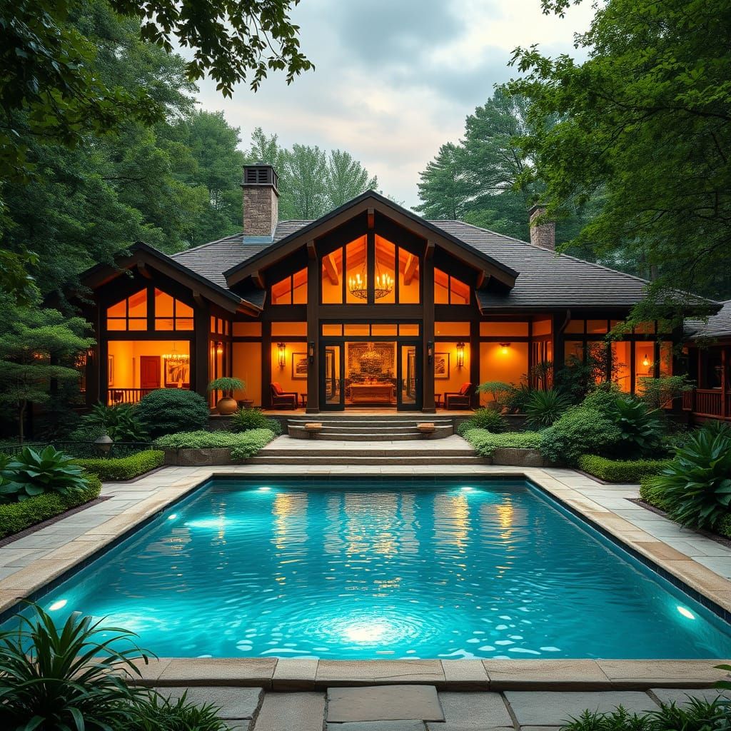 Luxurious House with Pool, Organic Aesthetic