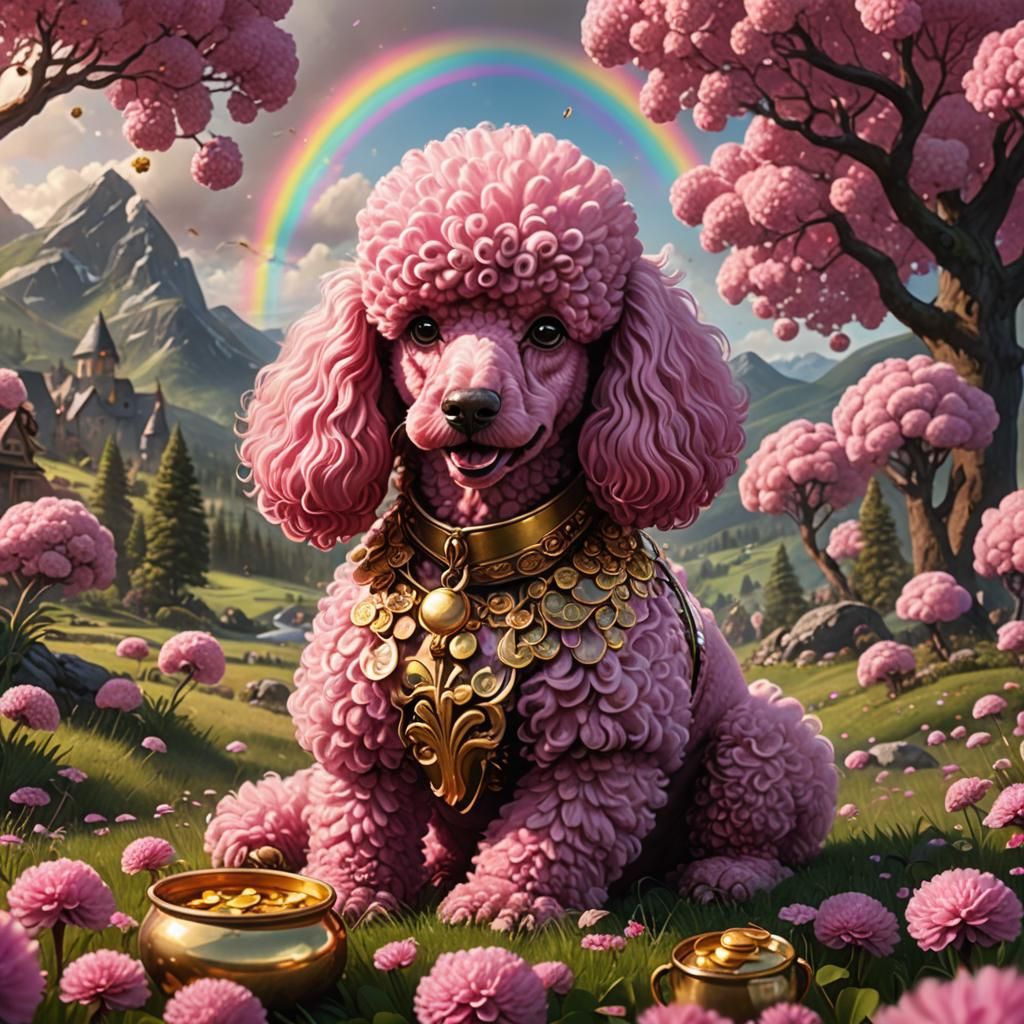 Pink Poodle's Clover Valley: A Fantastical Matte Painting