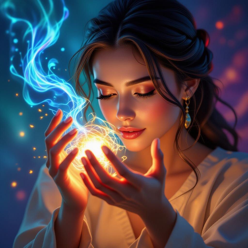 Healer's Hands Infuse Energy Field with Blue and Gold Light