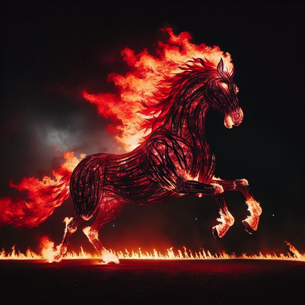 Majestic Red Flame Horse Strides Towards You