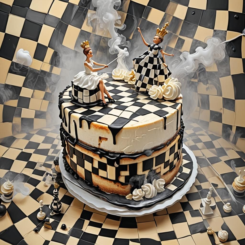 Cheesecake Chessboard with Ballerina Pieces