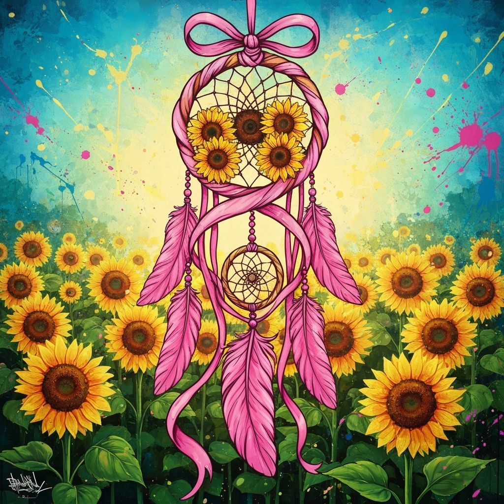 Sunflower Dreamcatcher in Graffiti Street Art Style