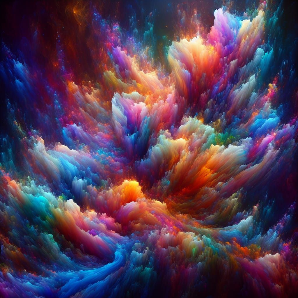 Vibrant Colors Cascade in Gouache Style
