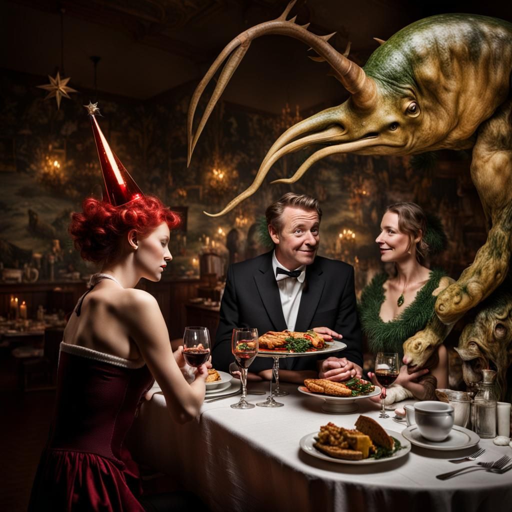Surreal Alien Restaurant Celebration: Professional Photograp...