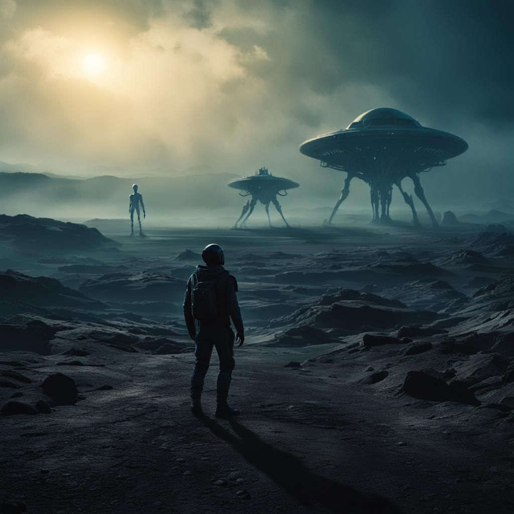 Cinematic Alien Landscape in Sci-Fi Style