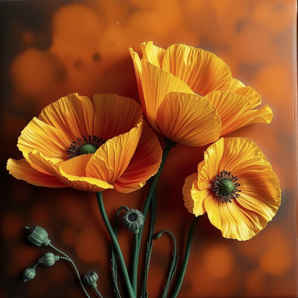 Orange and yellow poppies